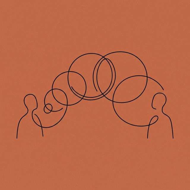 Two facing profiles with progressive circles showing power transfer