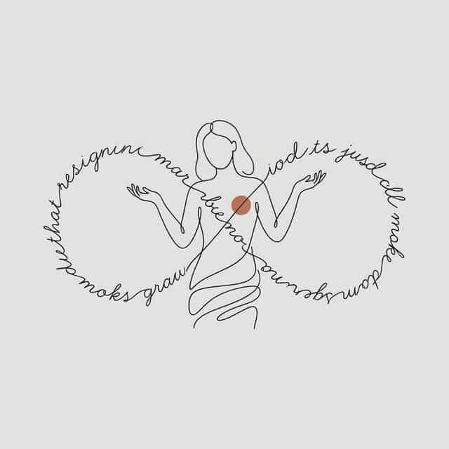 Figure standing with infinity loop flowing through body