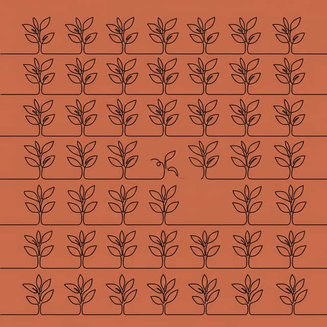 A garden with every plant in perfect grid formation, no wild growth